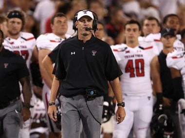 TUCSON, ARIZONA - SEPTEMBER 14:  Head coach Matt Wells of the Texas Tech Red Raiders watches from the sidelines during the second half of the NCAAF game against the Arizona Wildcats at Arizona Stadium on September 14, 2019 in Tucson, Arizona. (Photo by Christian Petersen/Getty Images)