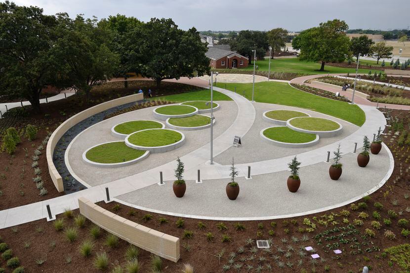 The Gardens at the Texas A&M AgriLife Center at Dallas during the grand opening. The circle...