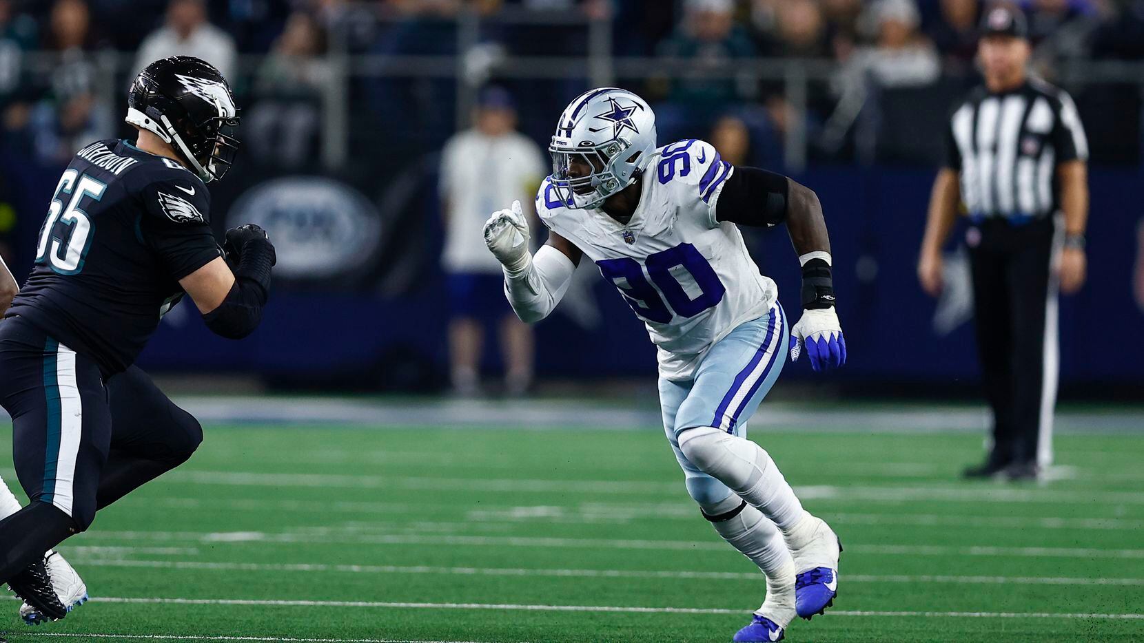 Dallas Cowboys defensive end DeMarcus Lawrence (90) is seen during the second half of an NFL...
