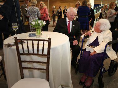 Ross Perot and Margaret McDermott  chatted before a 2017 reception honoring philanthropist...