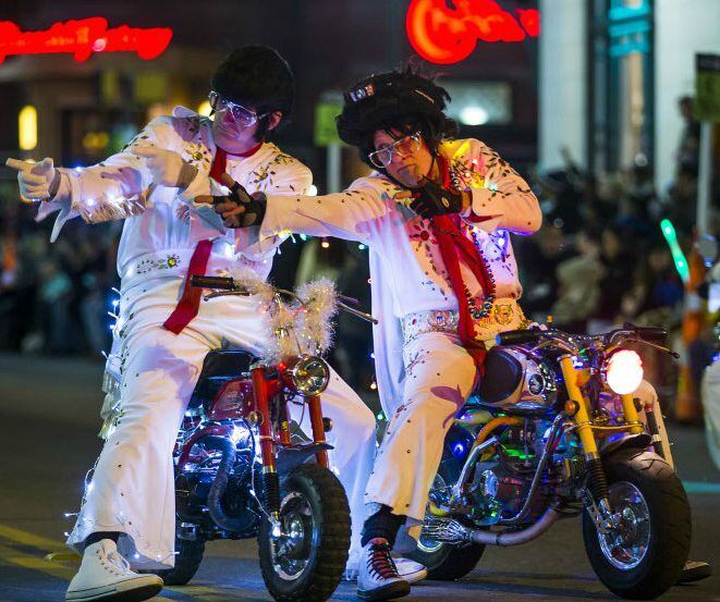 The World Famous Wheelie-ing Elvi participate in the XTO Energy 2016 Parade of Lights. 