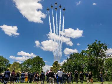 The United States Air Force Air Demonstration Squadron “Thunderbirds” perform a ceremonial...