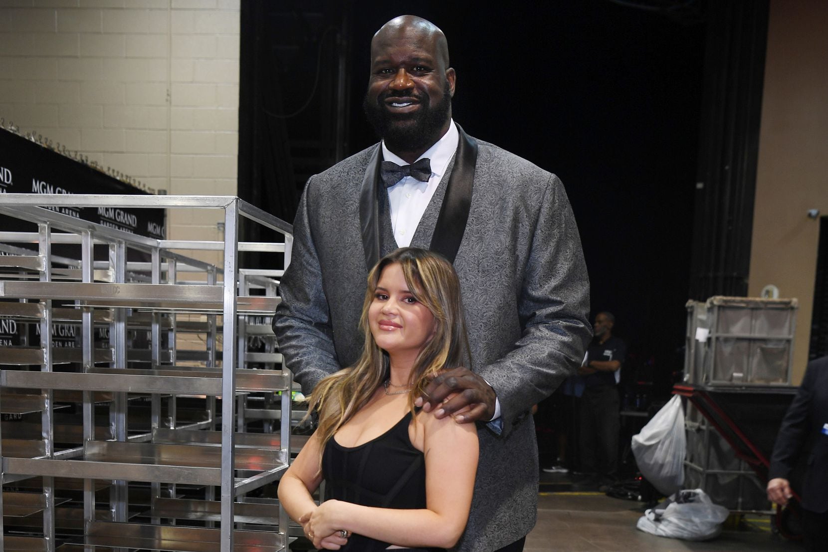 Maren poses with Shaquille O'Neal in dramatic height comparison
