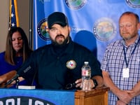 Everman police chief Craig Spencer speaks at a news conference about Noel Rodriguez-Alvarez,...