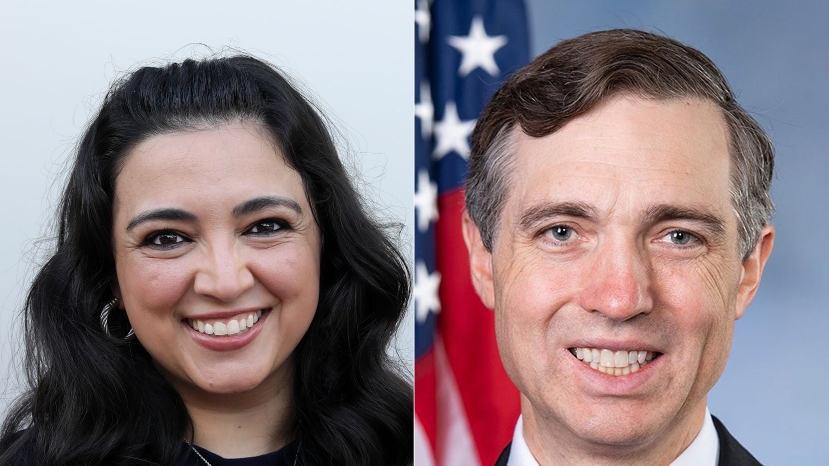 Lulu Seikaly, left, photographed in downtown Plano, TX, on Sep. 17, 2020. U.S. Rep. Van Taylor, R-Plano shown in this undated photo.