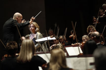 Soprano Renée Fleming performs during Dallas Symphony Orchestra AT&T Gala concert at...