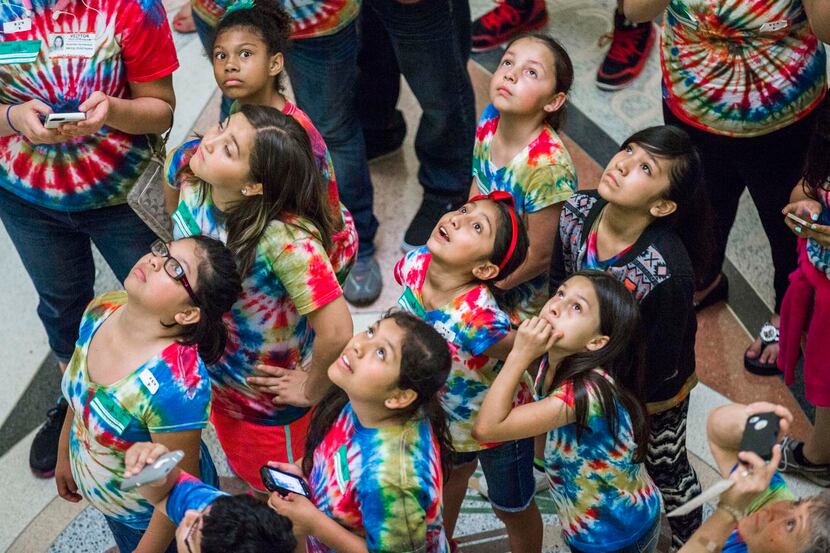 
Fourth-graders from Cooke Elementary School in Cleburne took in the dome as they visited...