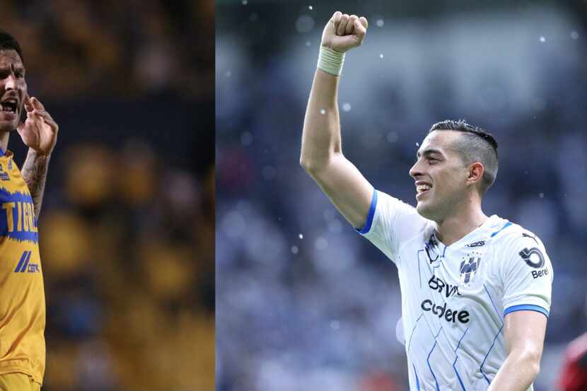 El duelo entre los goleadores de Tigres y Monterrey, André-Pierre Gignac (izq) y Rogelio...