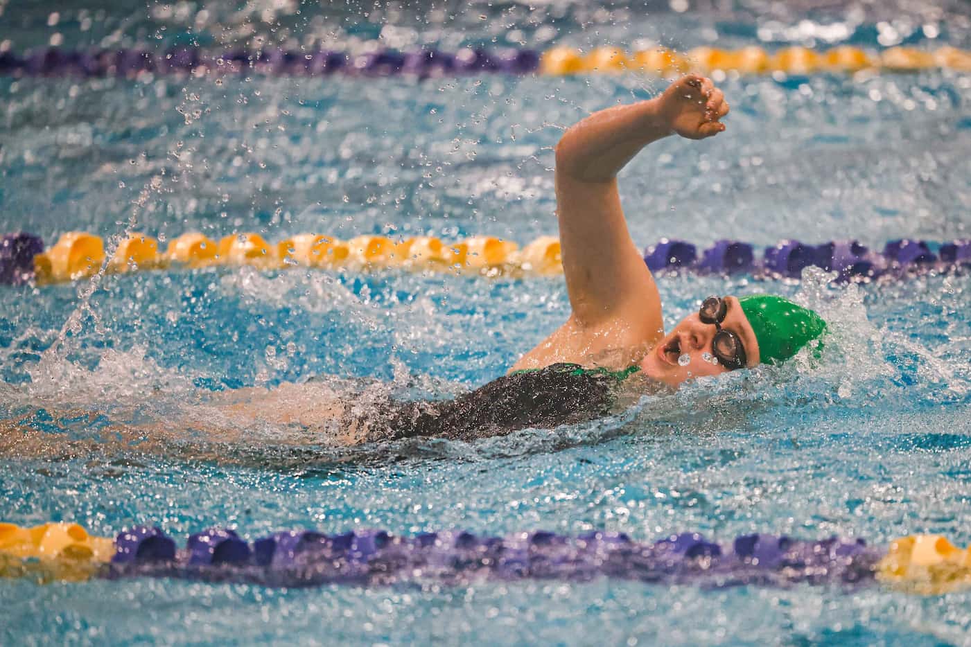 Natalie Hoodenpyle from Birdville competes on Girls 200 yard medle relay with freestyle...