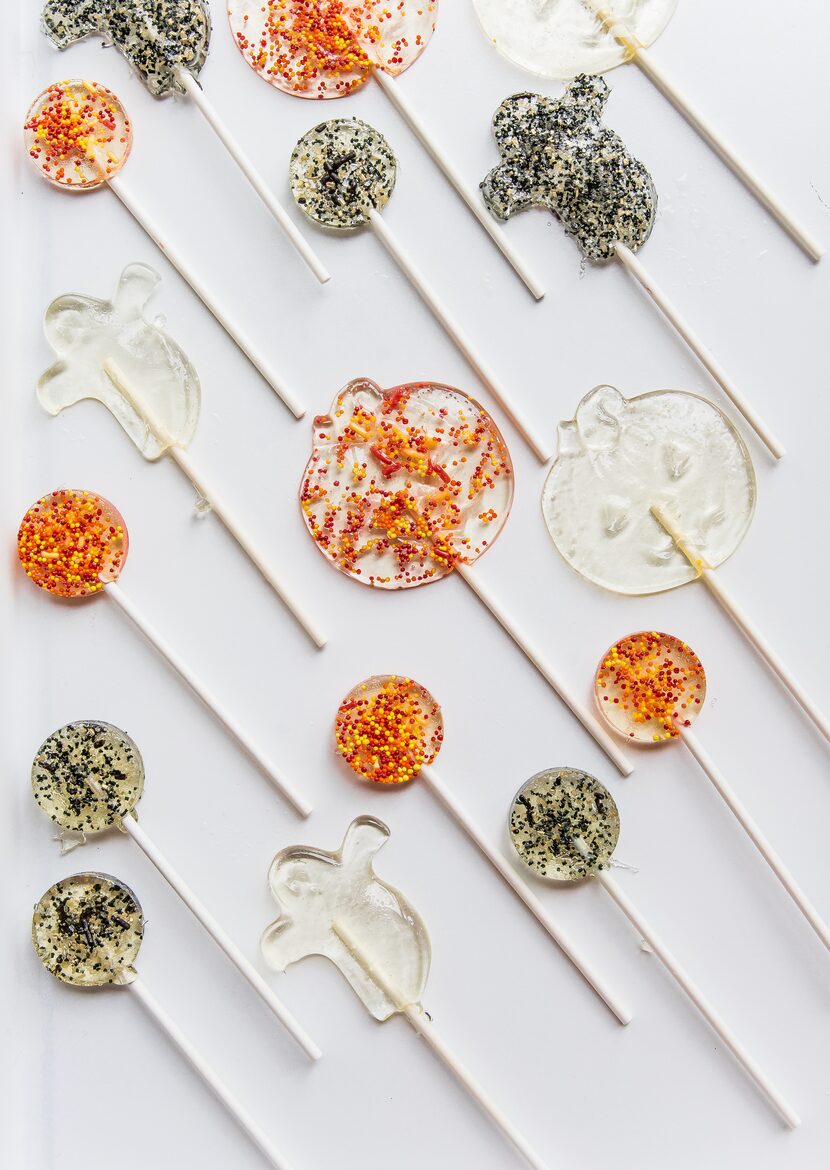 Lemon Halloween Lollipops with sprinkles