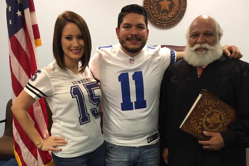 Mark Gonzalez was sworn in as Nueces County district attorney on Jan. 1 while wearing a Cole...