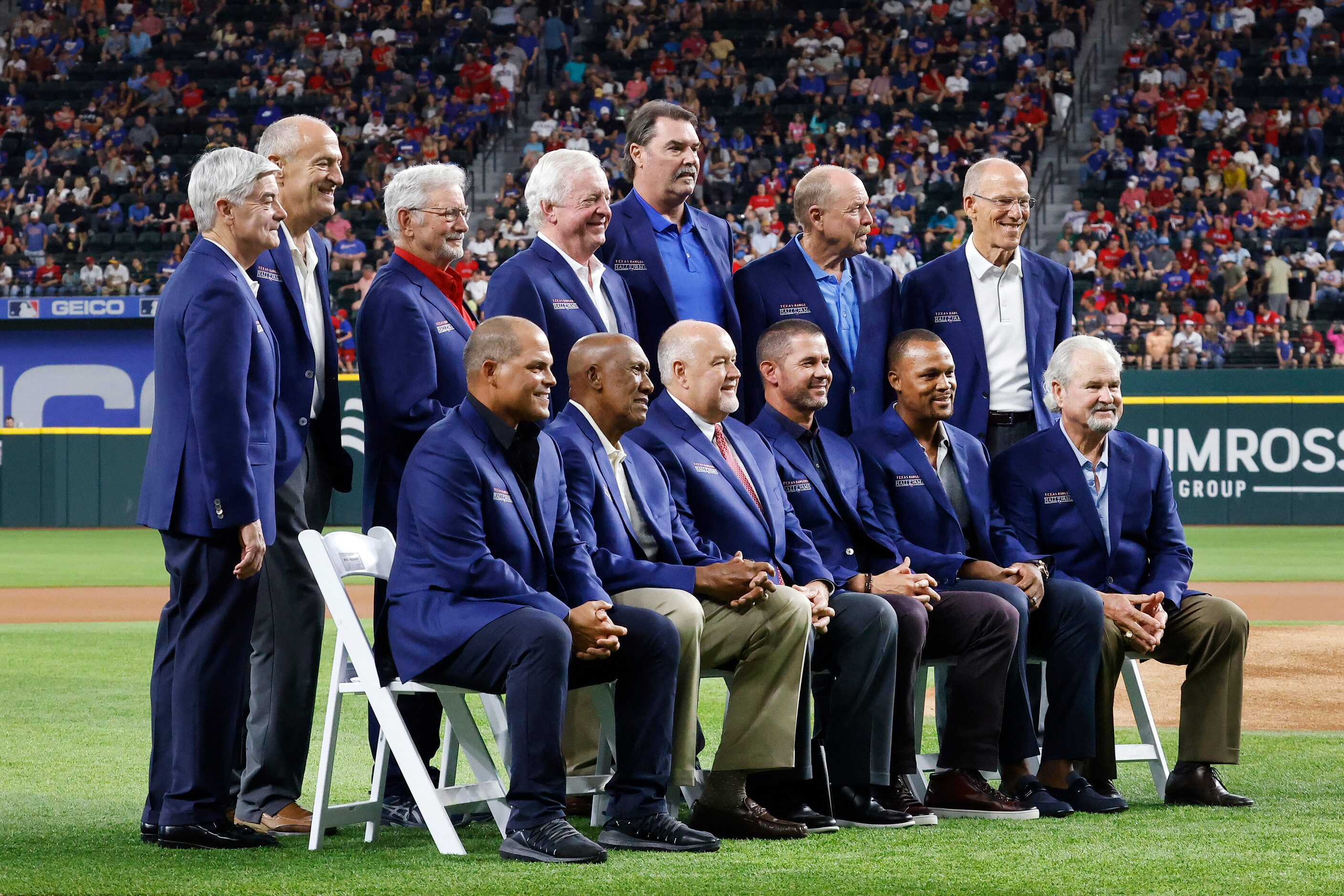 Members of the Texas Rangers Baseball Hall of Fame, including its newest members, Adrian...