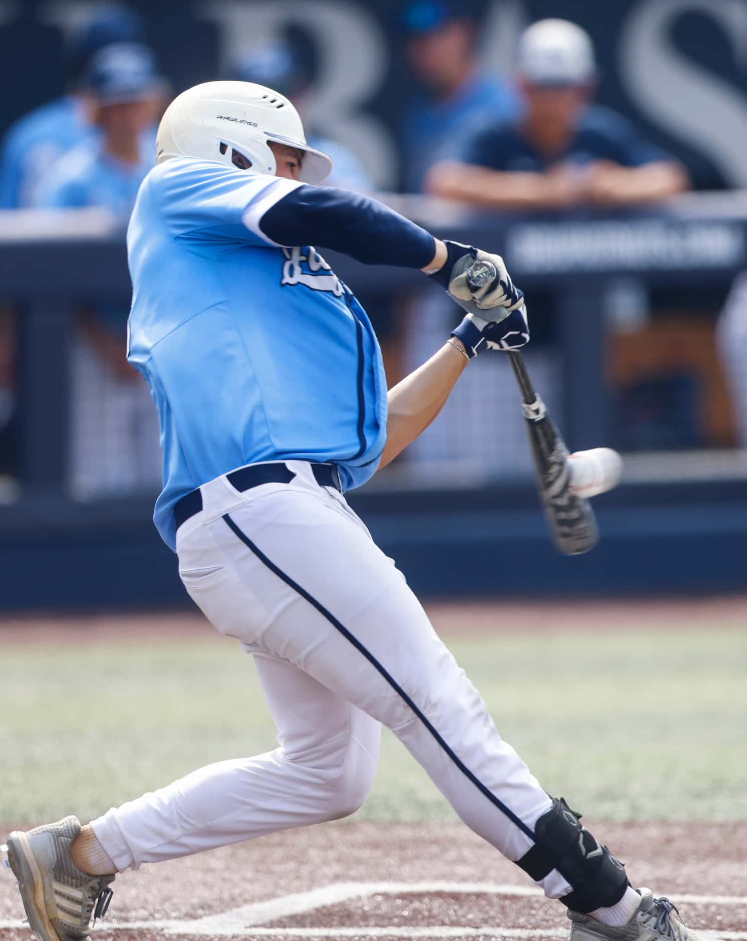 Flower Mound’s Sam Distel (13) hits the ball during Game 3 of a best-of-3 Class 6A Region I...