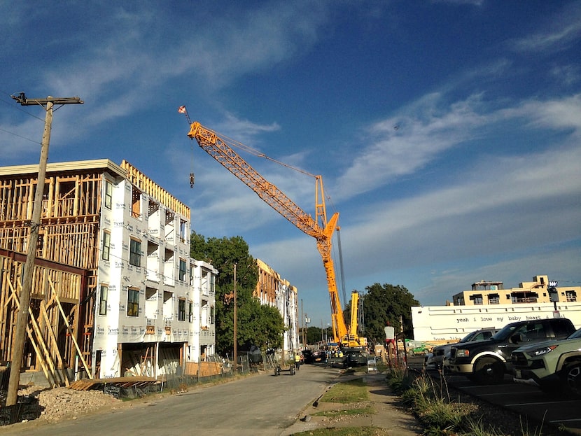 It isn't easy to get around the Bishop Arts neighborhood these days, given all the cranes...