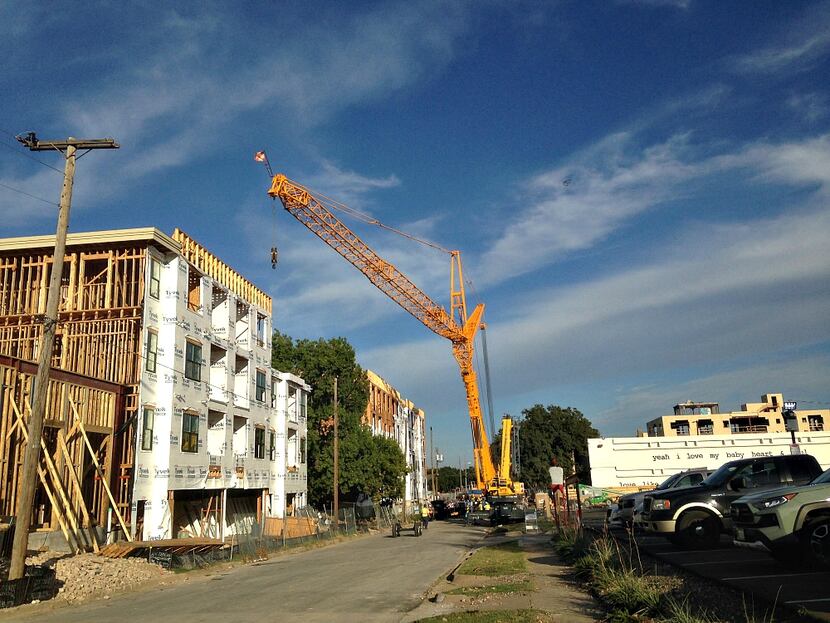 It isn't easy to get around the Bishop Arts neighborhood these days, given all the cranes...