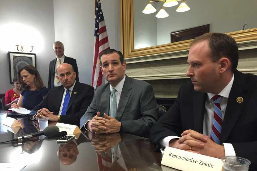  Sen. Ted Cruz (second from right) and Rep. Louie Gohmert, R-Tyler (third from right),seen...