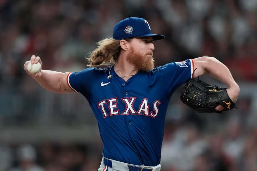 Texas Rangers relief pitcher Jon Gray works in the sixth inning of a baseball game against...