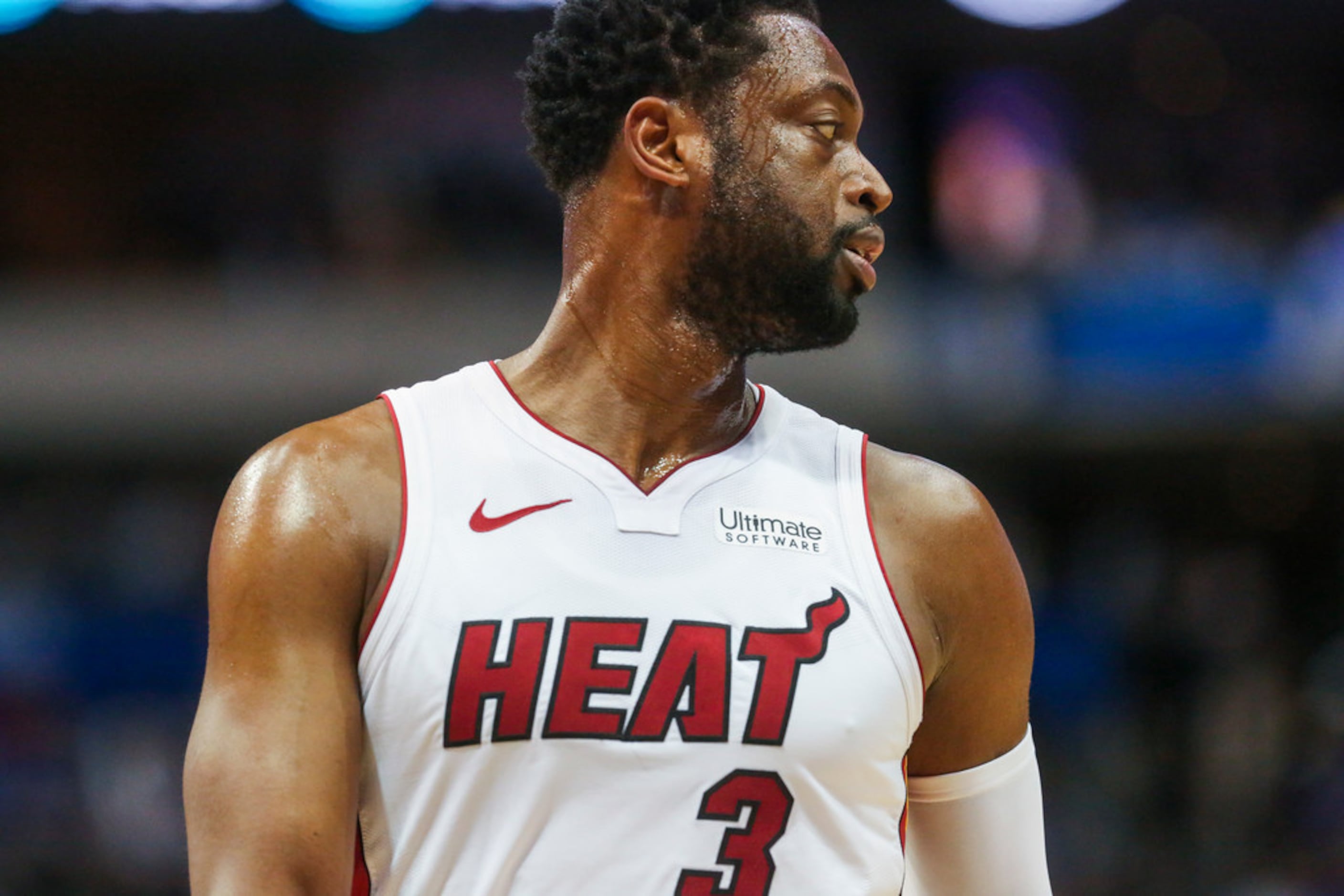 Miami Heat's Dwyane Wade reflects after last home game