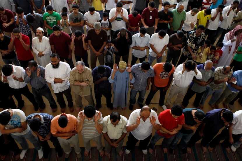 Prayers at the Islamic Association of North Texas Dallas Central Mosque in Richardson. 