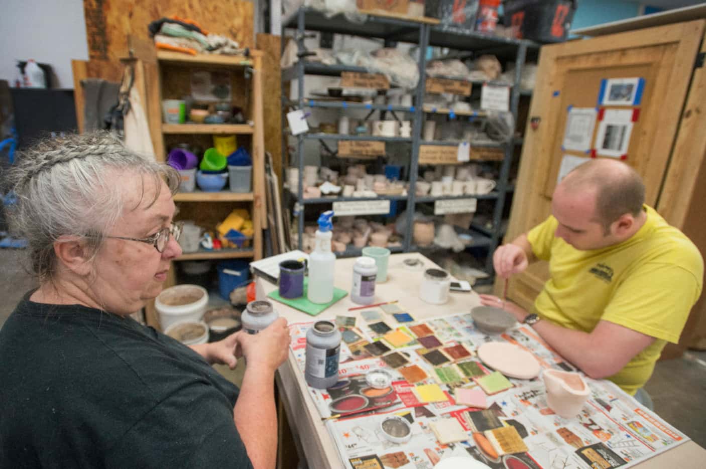 Beth Appleton and Chris Tsongas worked on ceramics projects at the Dallas Makerspace during...