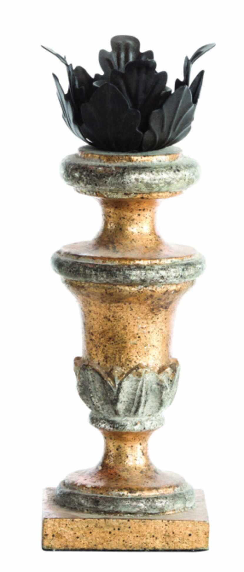 Hand-painted resin adds an antique essence to 8-inch candlesticks by Aidan Gray Home. $49.50...