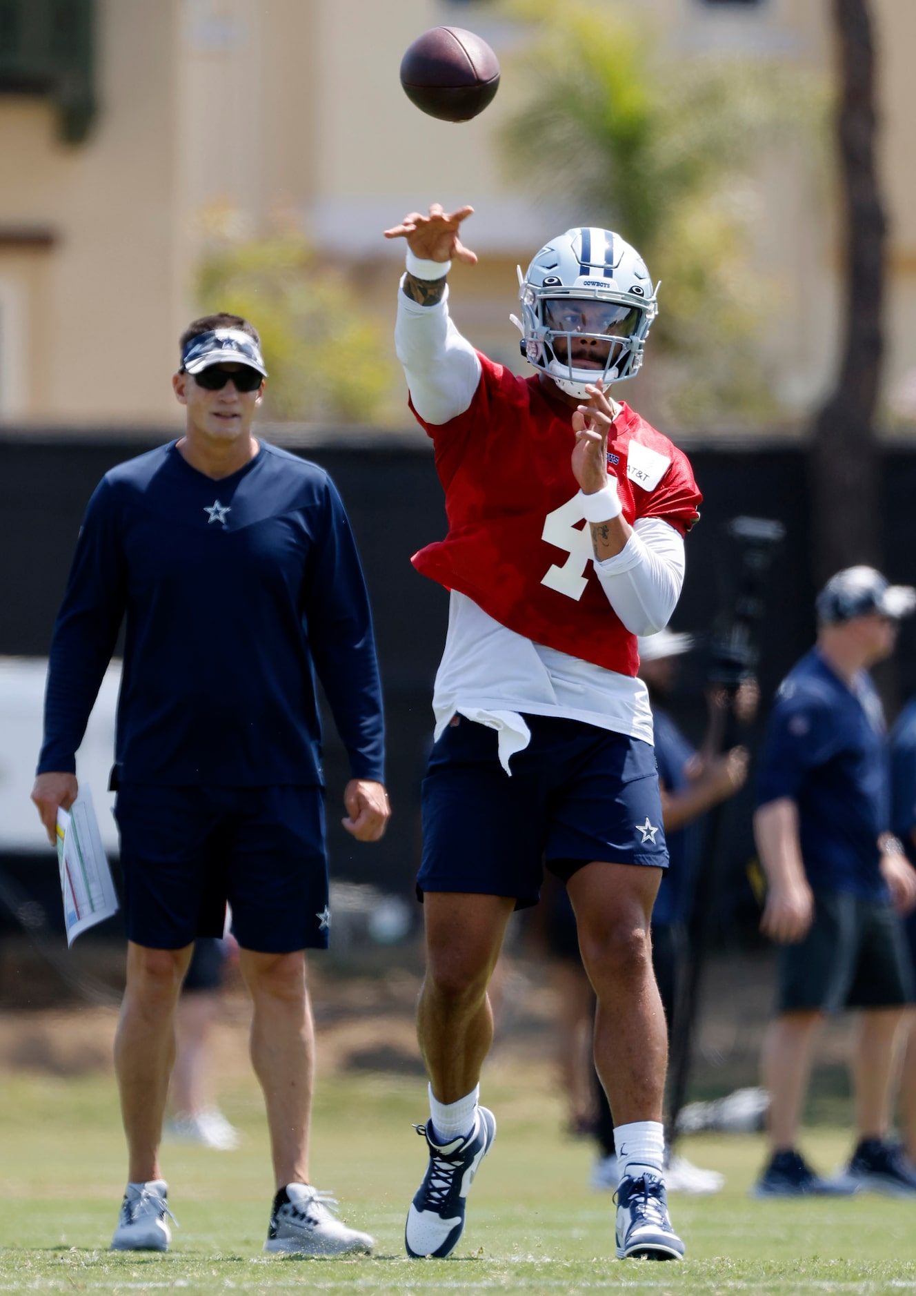 Dallas Cowboys quarterback Dak Prescott (4) fires a pass during the second Dallas Cowboys...