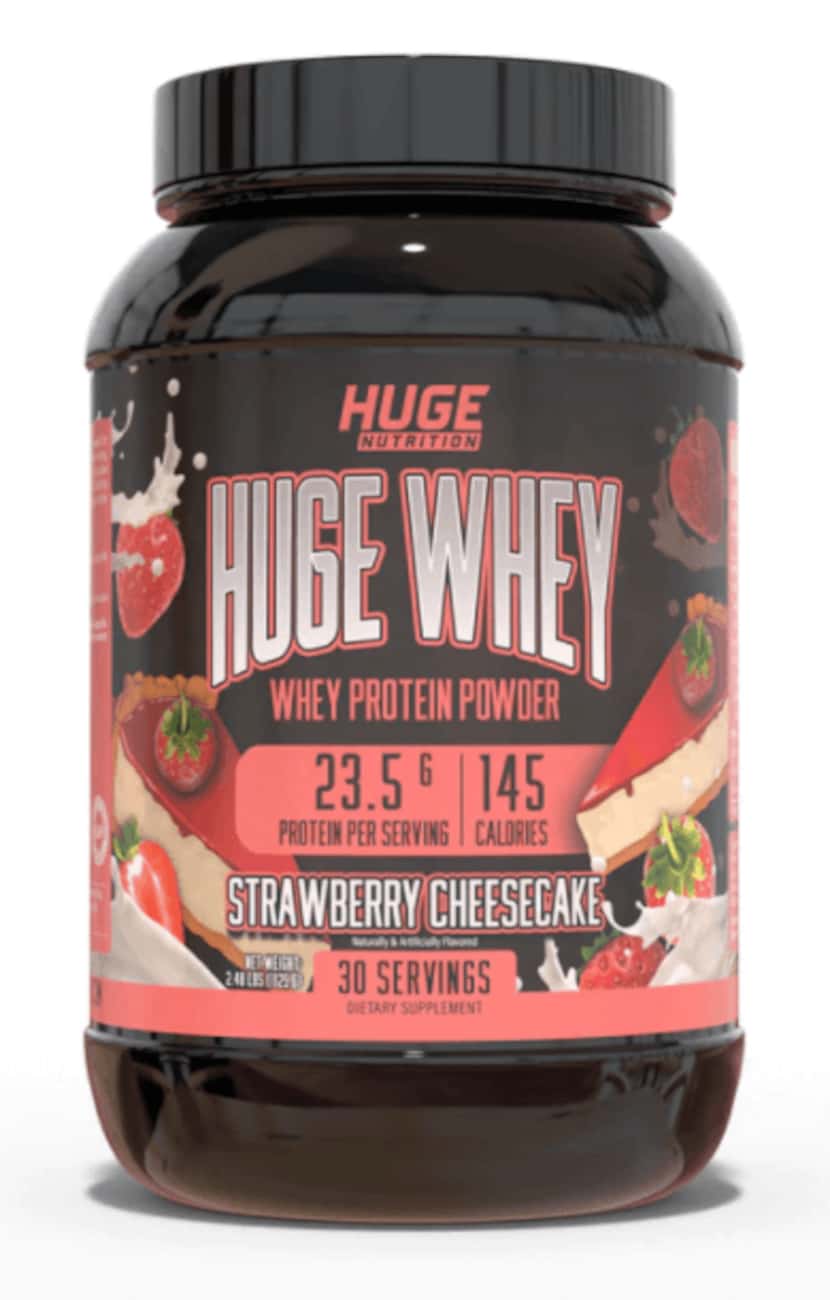 huge Whey pink and black label