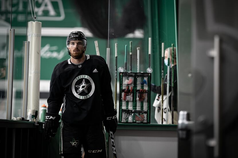 Stephen Johns is pictured above as the Stars opened postseason training camp on Monday, July...
