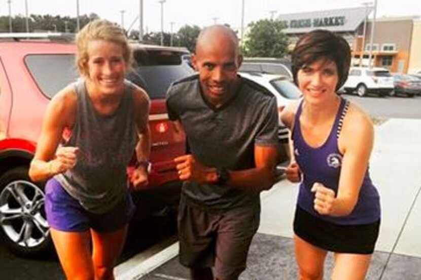 Alex Gullatt, Meb Keflezighi and Heather Deuillet at Run with Meb at Luke's Locker White Rock