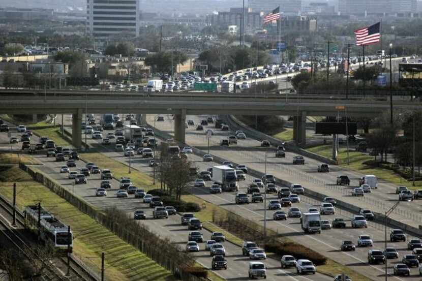 This file photo shows traffic near Campbell Road and Central Expressway in Richardson.