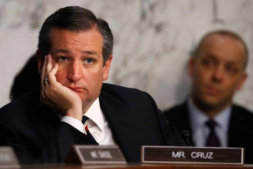 Sen. Ted Cruz, R-Texas, listens as President Donald Trump's Supreme Court nominee, Brett...