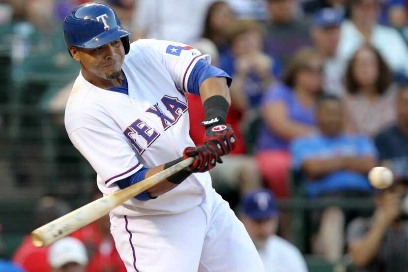 Texas outfielder Nelson Cruz is pictured during the Cleveland Indians vs. the Texas Rangers...