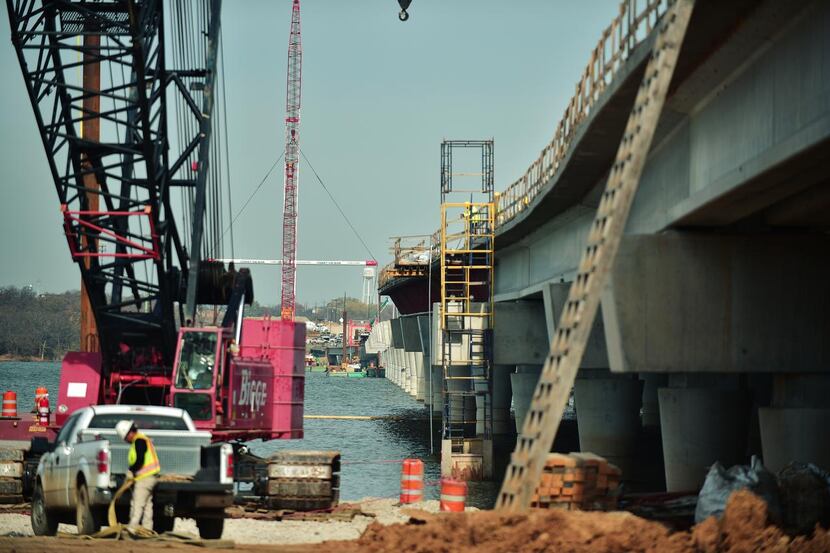 
Work on the new bridge over Lewisville Lake continues as part of the expansion of...