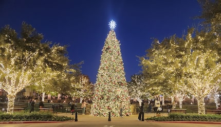 Watters Creek Village shopping center in Allen. The Christmas tree is in the area called the...