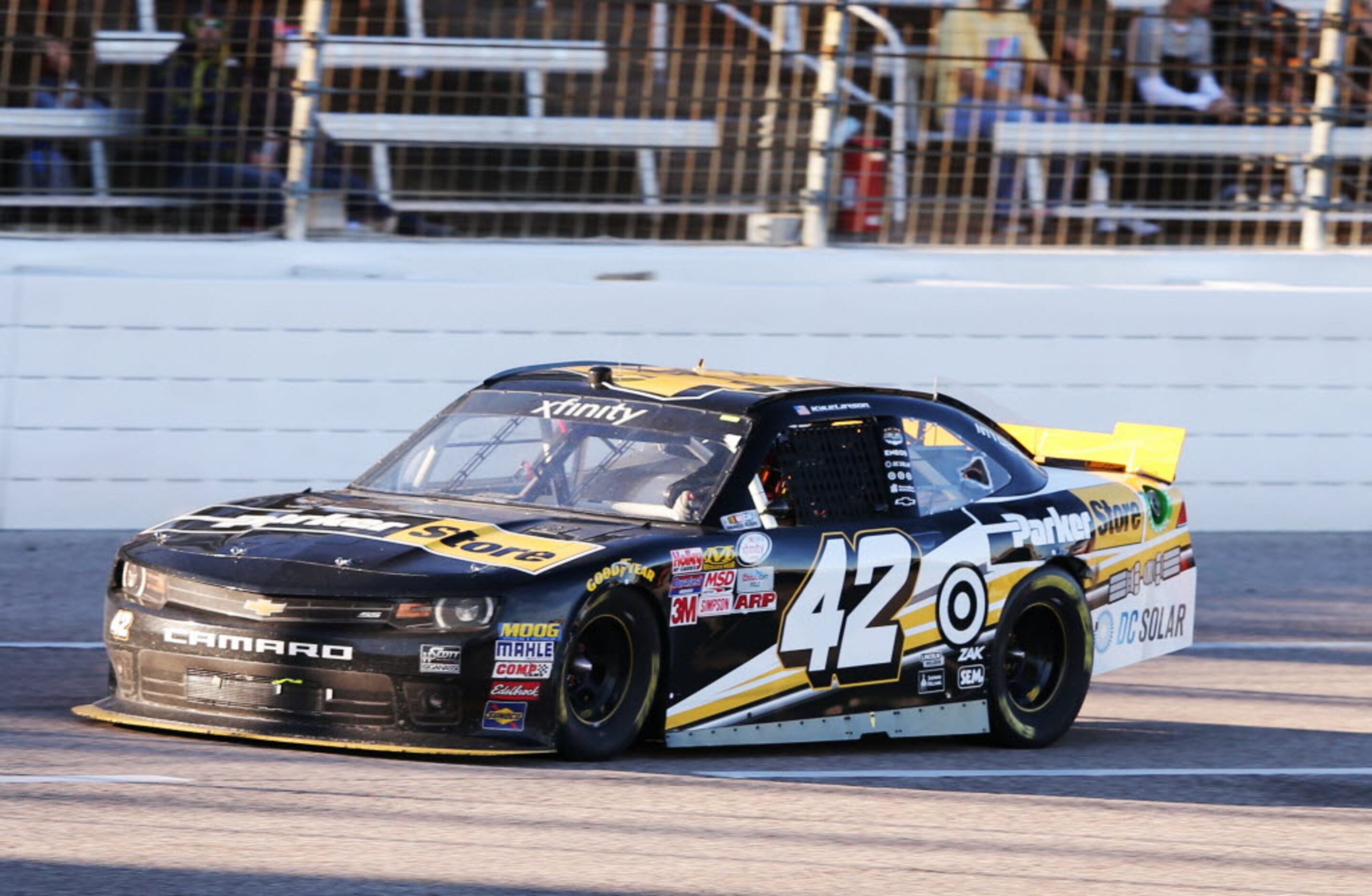 Kyle Larson (42) during the NASCAR XFINITY SERIES 11th Annual O'Reilly Auto Parts Challenge...