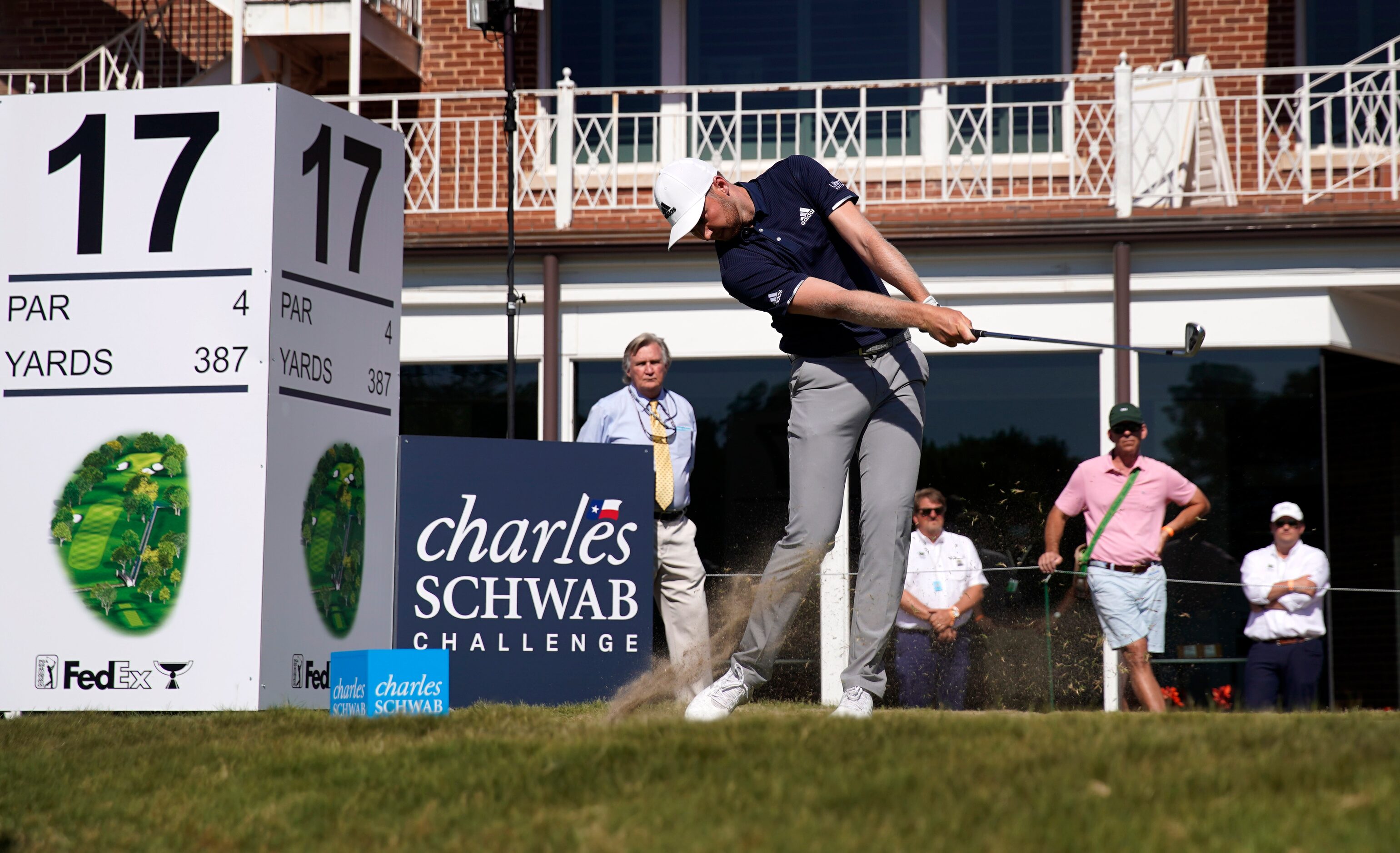 PGA Tour golfer Daniel Berger tees off on No. 17 during a playoff hole in the final round of...