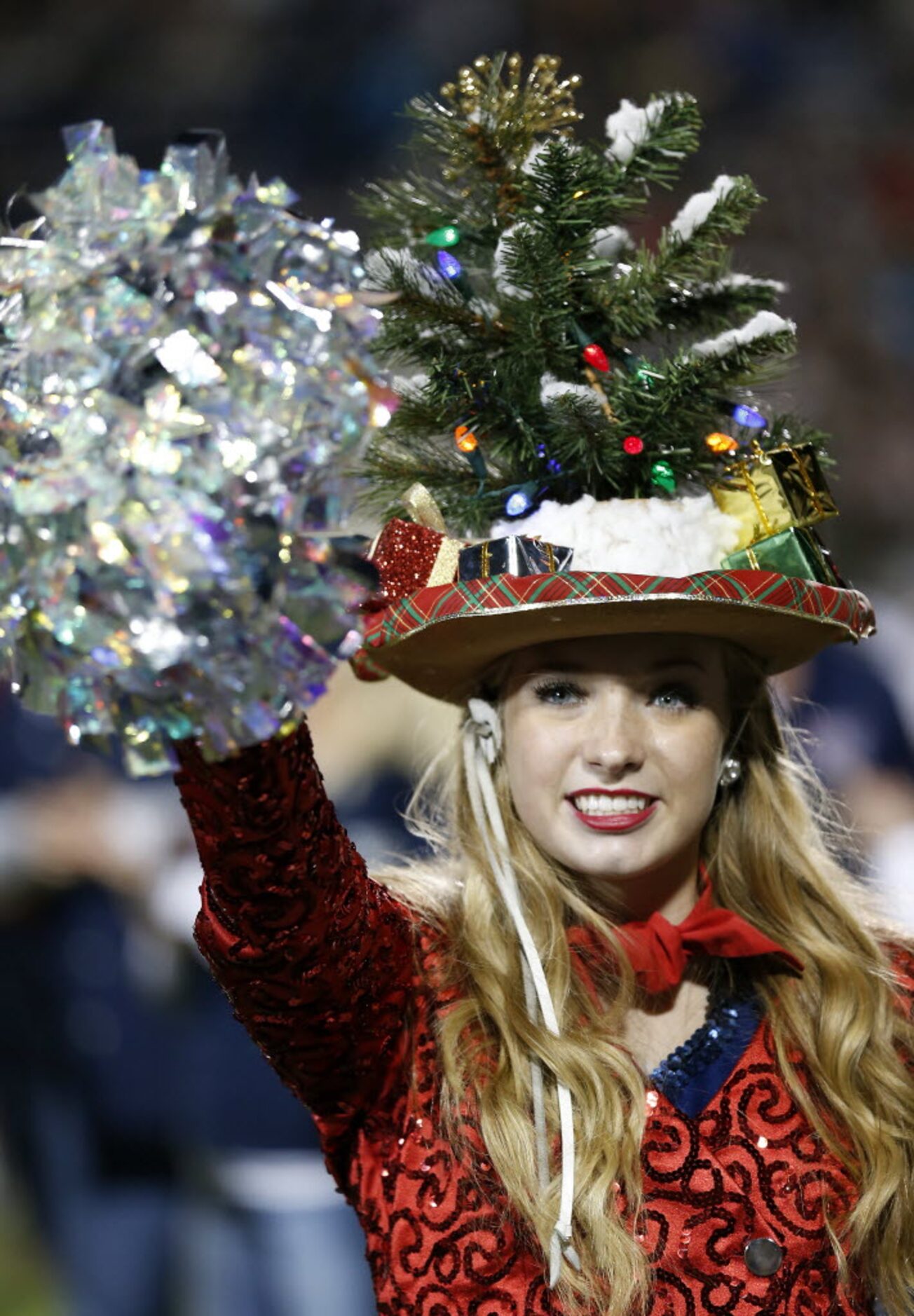 A member of the Allen High School's Tallenettes performs during the Plano East game at Eagle...