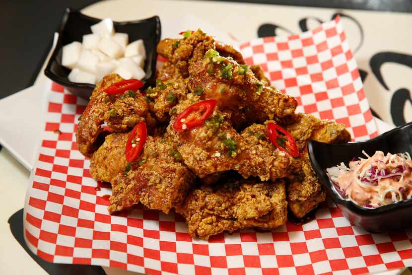 Rice Fried Chicken tossed in special soy sauce served at Rice Chicken in Dallas.