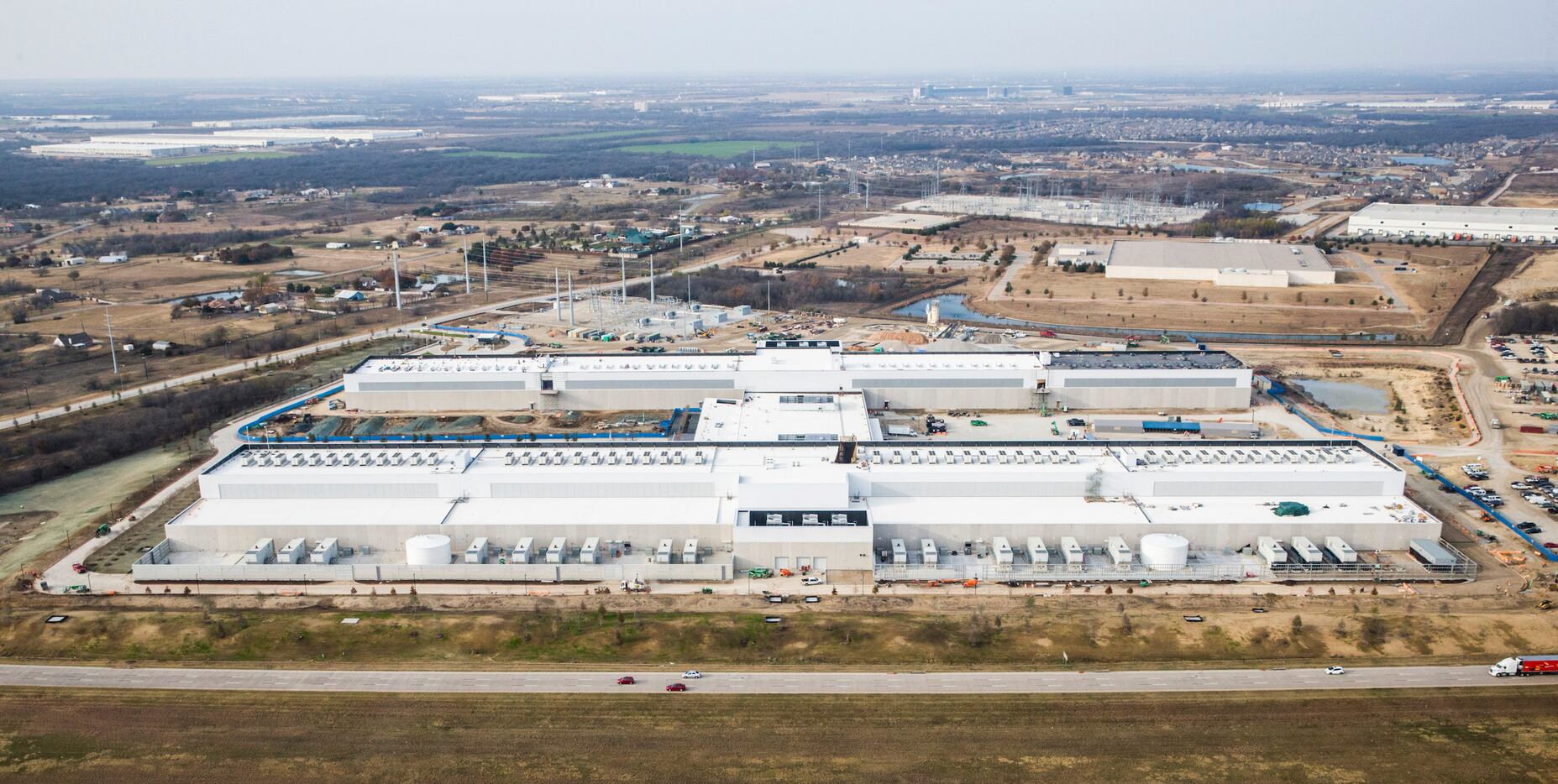 Aerial view of the new Facebook Data Center, which is part of the Alliance Texas development.