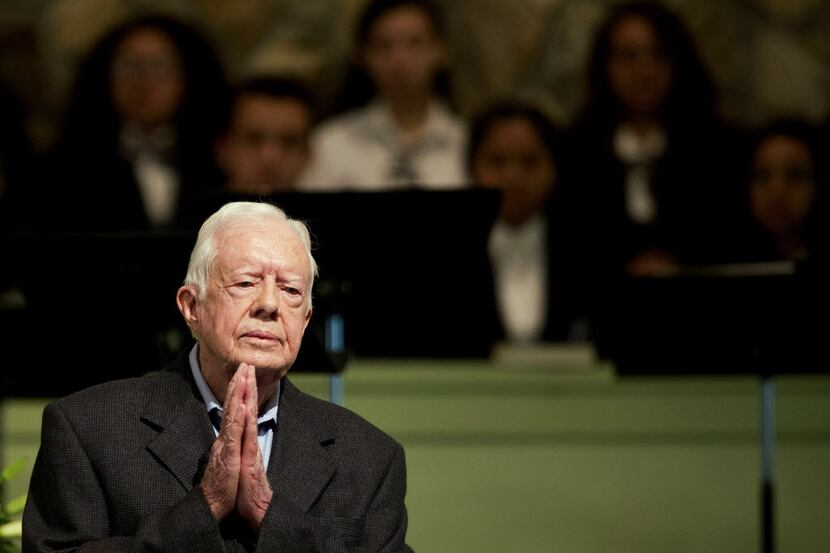  Former U.S. President Jimmy Carter teaches Sunday School class on Aug. 23, 2015, at...