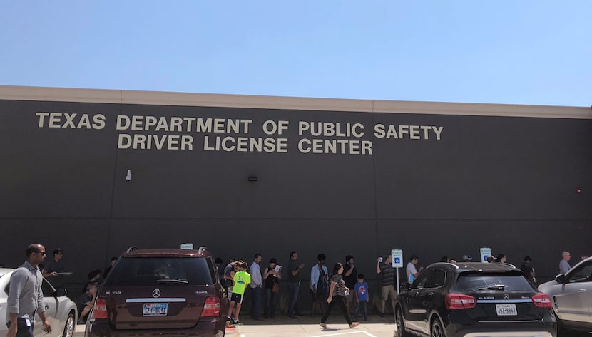 Long lines form at the Texas Department of Public Safety Driver License Mega Center in...