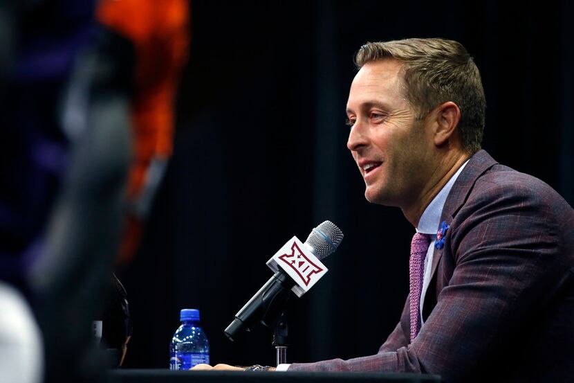 Texas Tech head football coach Kliff Kingsbury speaks during a press conference in Big 12...