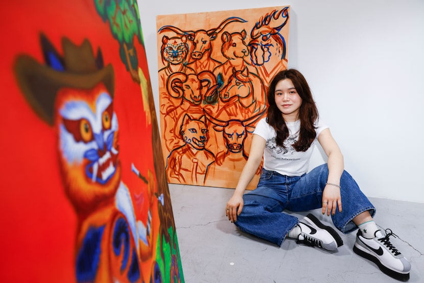 Christina Hahn, founder of the Dallas Asian American Art Collective, poses for a portrait...