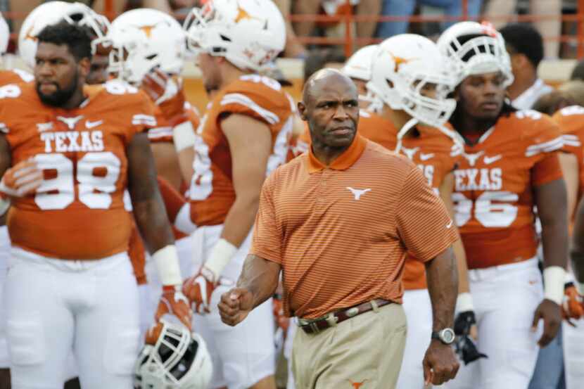 Texas coach Charlie Strong is pictured before the Notre Dame Fighting Irish vs. the...