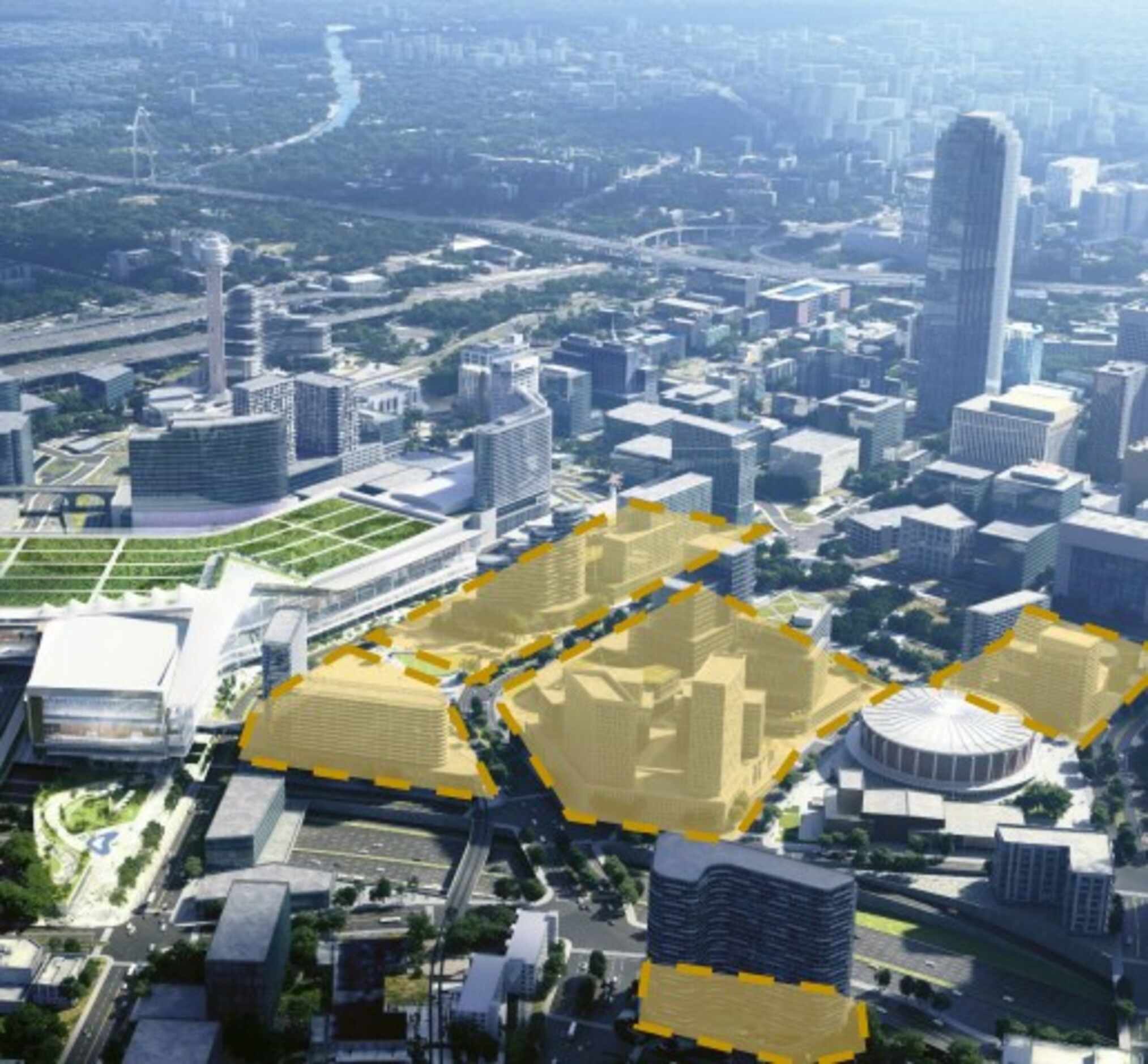 Opportunity sites for redevelopment for the proposed convention center.