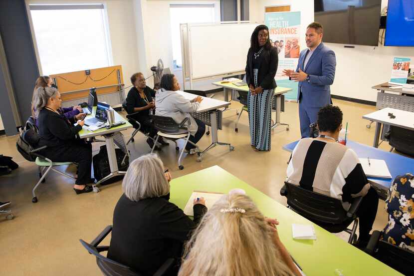 Tikisa Jackson of CitySquare and Daniel Bouton of the United Way of Metropolitan Dallas lead...