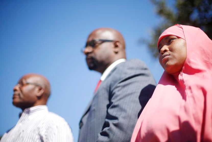 
Shadiya Abdi (right), from Somalia, joined Steve Oriabure (far left), of the Organization...