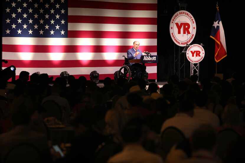 Governor Greg Abbott speaks during the Young Republican National Convention at the Omni...