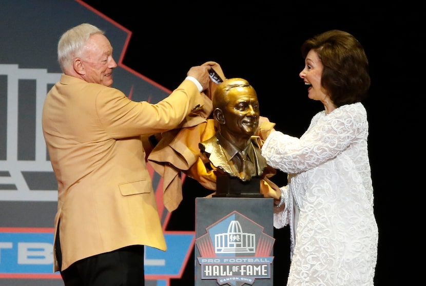 2017 Pro Football Hall of Fame inductee and Dallas Cowboys owner and general manager Jerry...