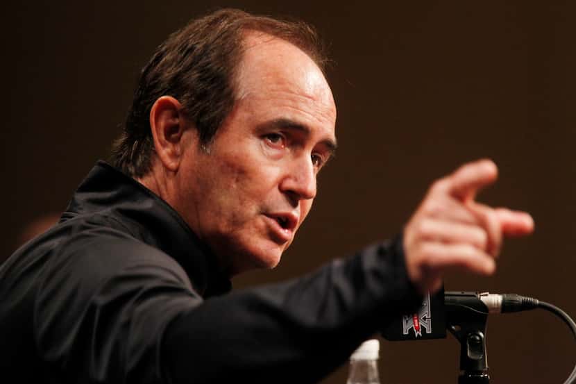 Baylor football coach Art Briles speaks during the Big 12 media days at the Omni Hotel in...